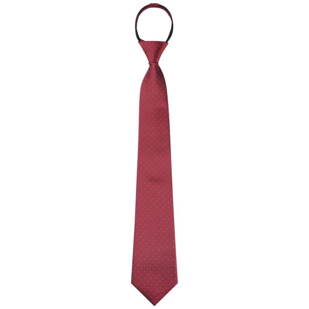 Zipper Tie Pre-Tied Patterned Necktie Adjustable Neck Ties Wine Red -1